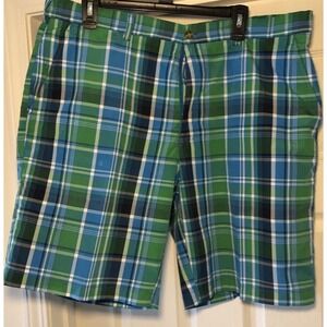 PGA Tour Golf Shorts Mens Size 38 Performance Stretch Turquoise/Green/ Navy Blue
